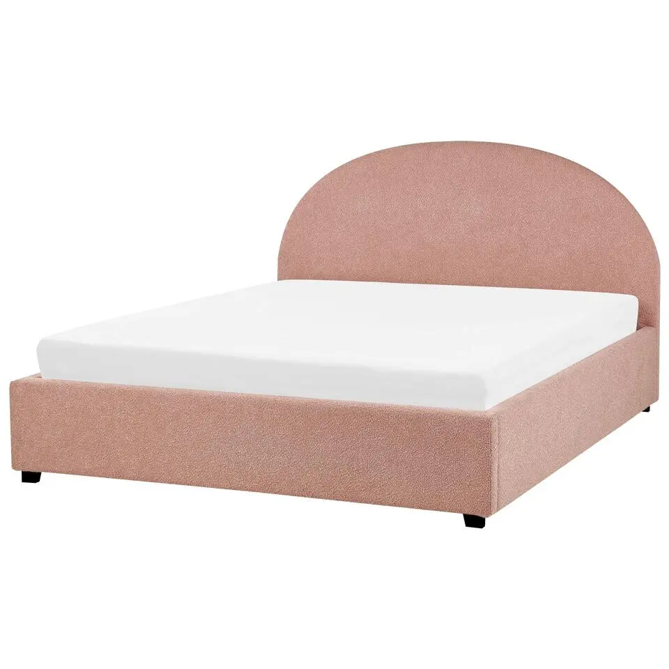 VAUCLUSE - Bed met opbergruimte - Pastelroze - 160 x 200 cm - Bouclé