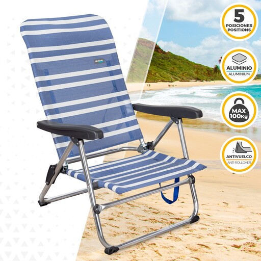 Cadeira de praia dobrável Aktive com 5 posições