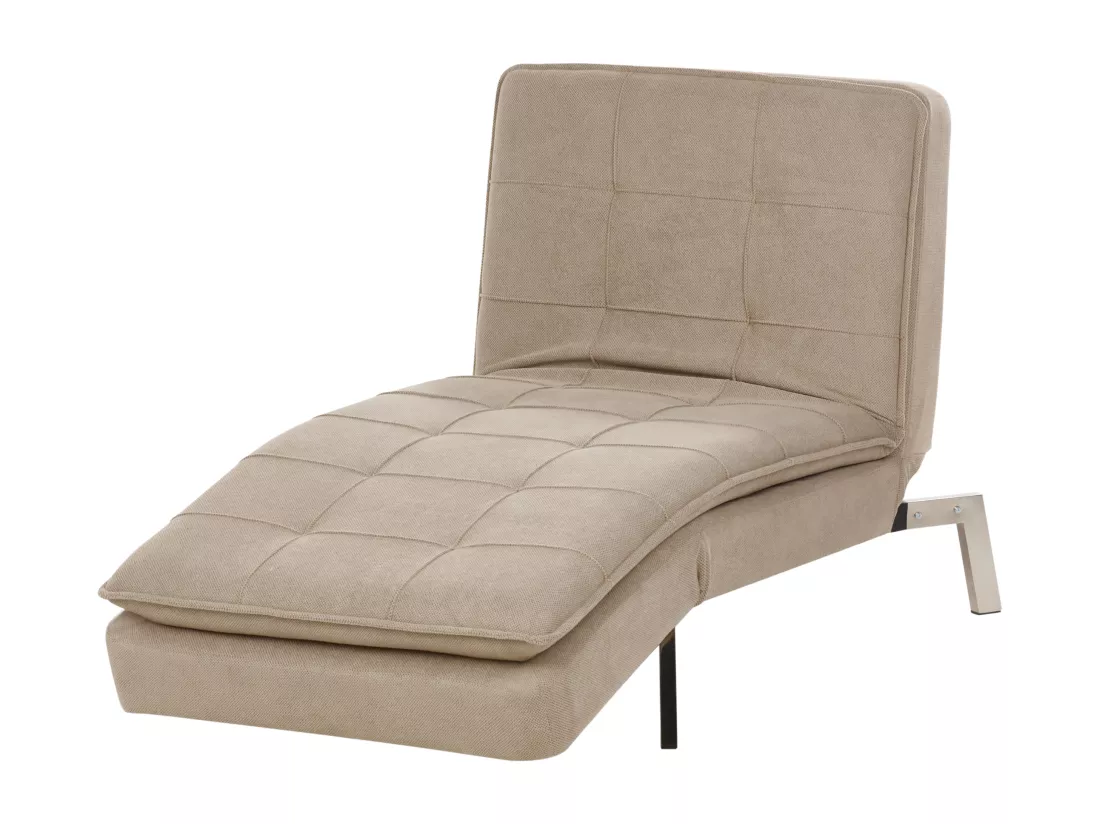 Chaise longue en tissu beige LOIRET
