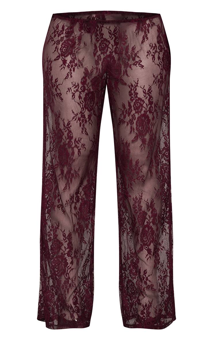 Prune Pantalon Large En Dentelle Shape