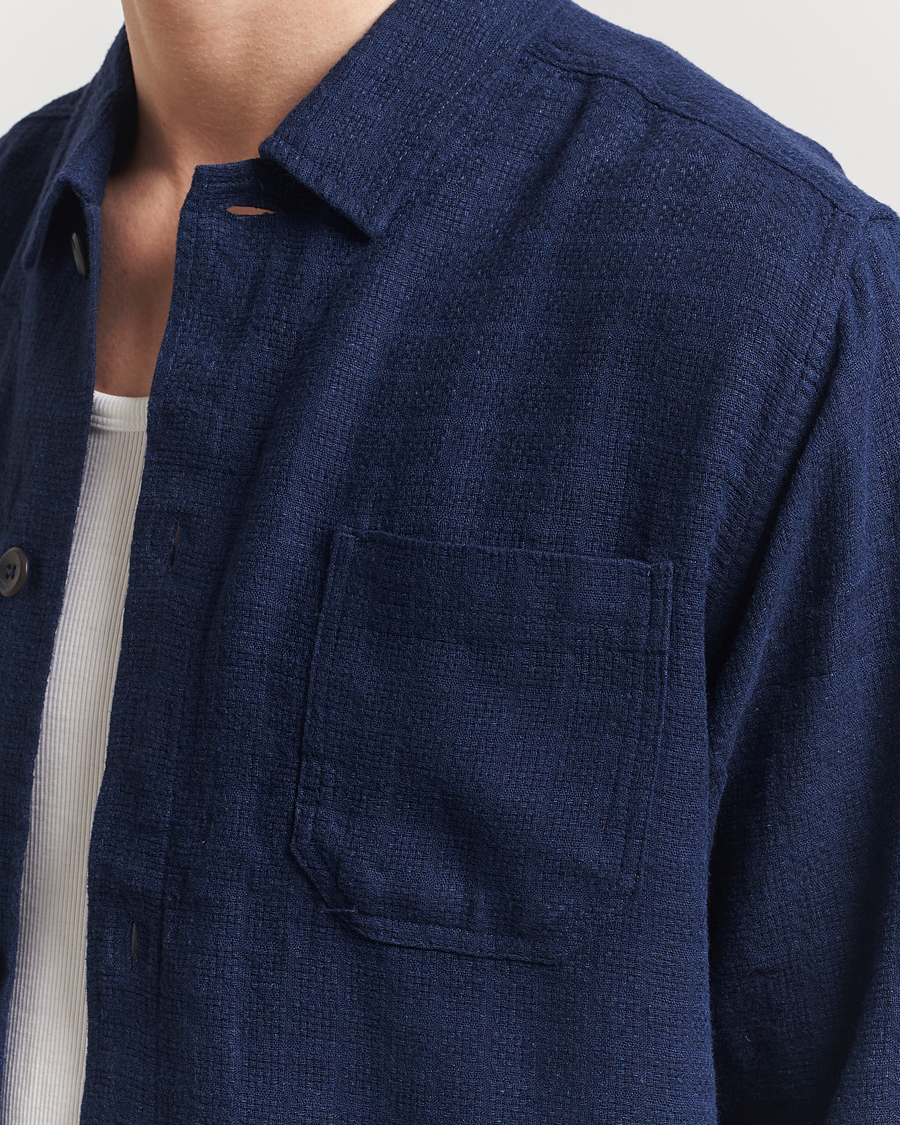 Les Deux Hamilton Viscose/Linen Overshirt Navy