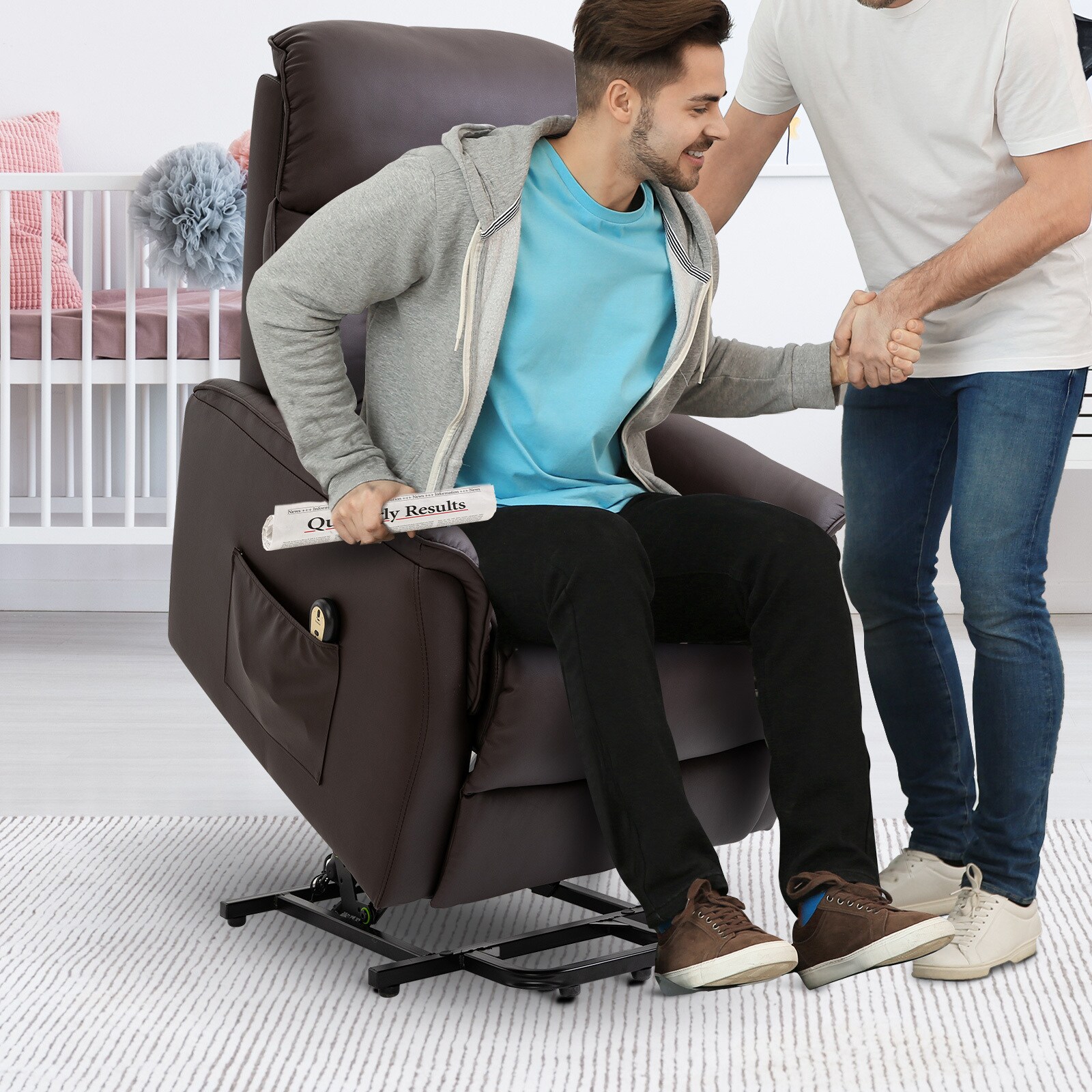 HOMCOM Fernsehsessel mit Aufstehhilfe 80 x 94 x 104 cm (BxTxH)