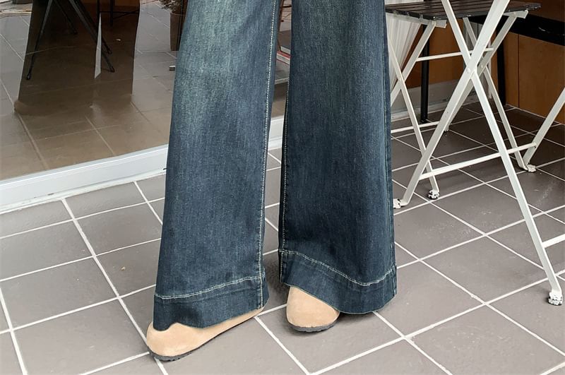 Joyciful - High Waist Washed Wide Leg Jeans