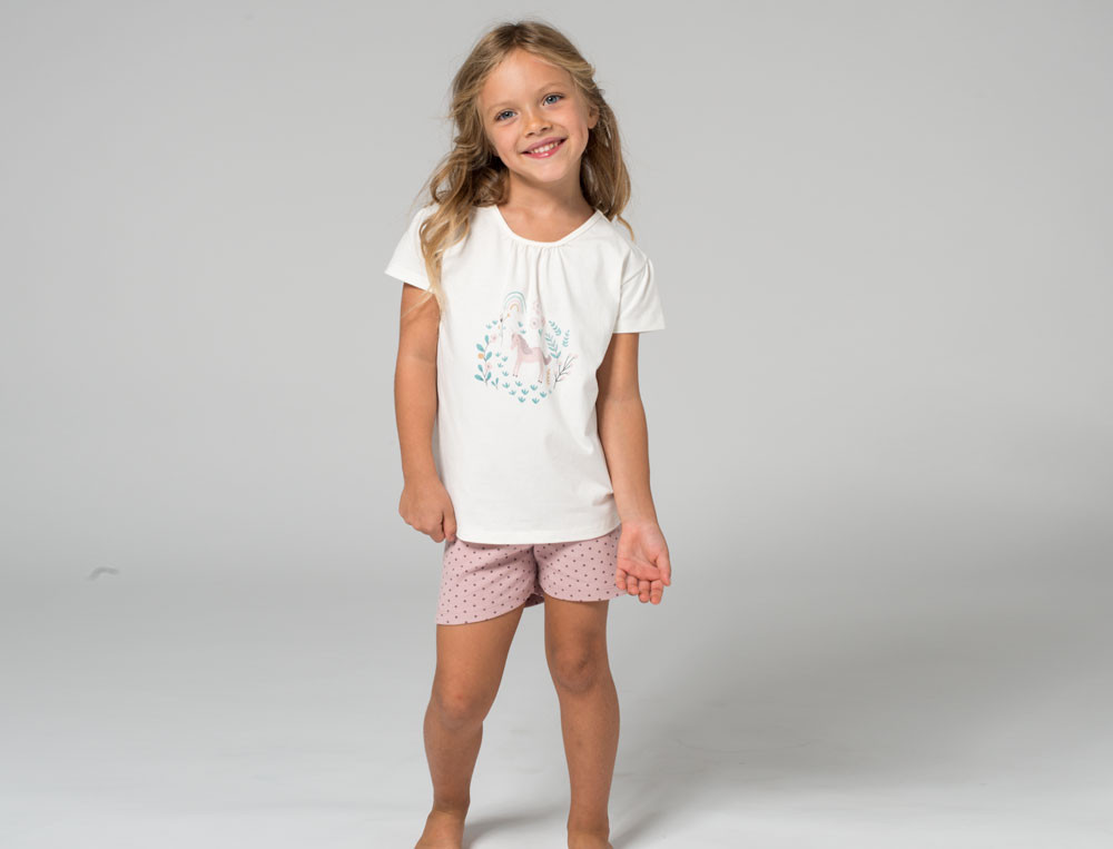 Pyjama short enfant-Au pays des licornes