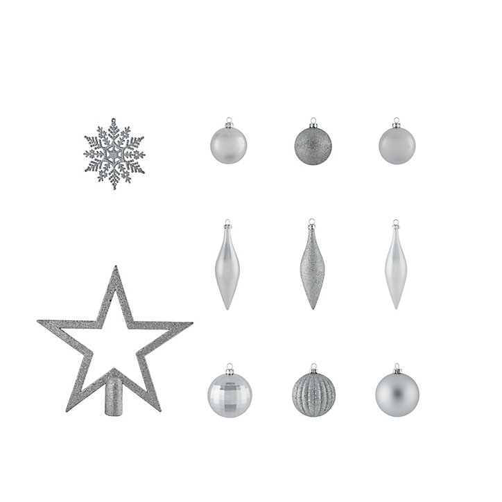 Assortiment de décorations de noël argentées (50 pièces)