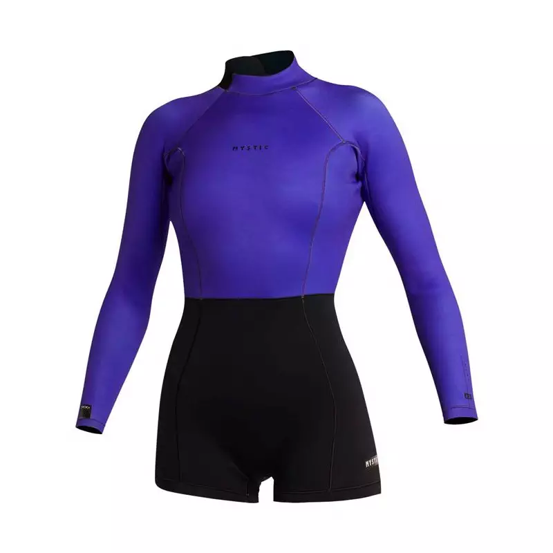 Combinaison shorty femme MYSTIC Lunar Longarm 2/2mm Bzip Black / Purple