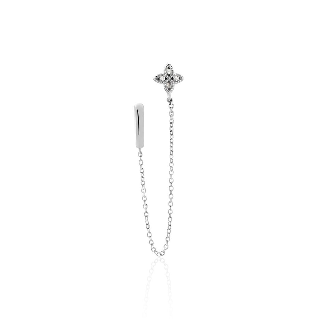 Bijou D'oreille Unitaire Argent Blanc Gosse Oxydes De Zirconium
