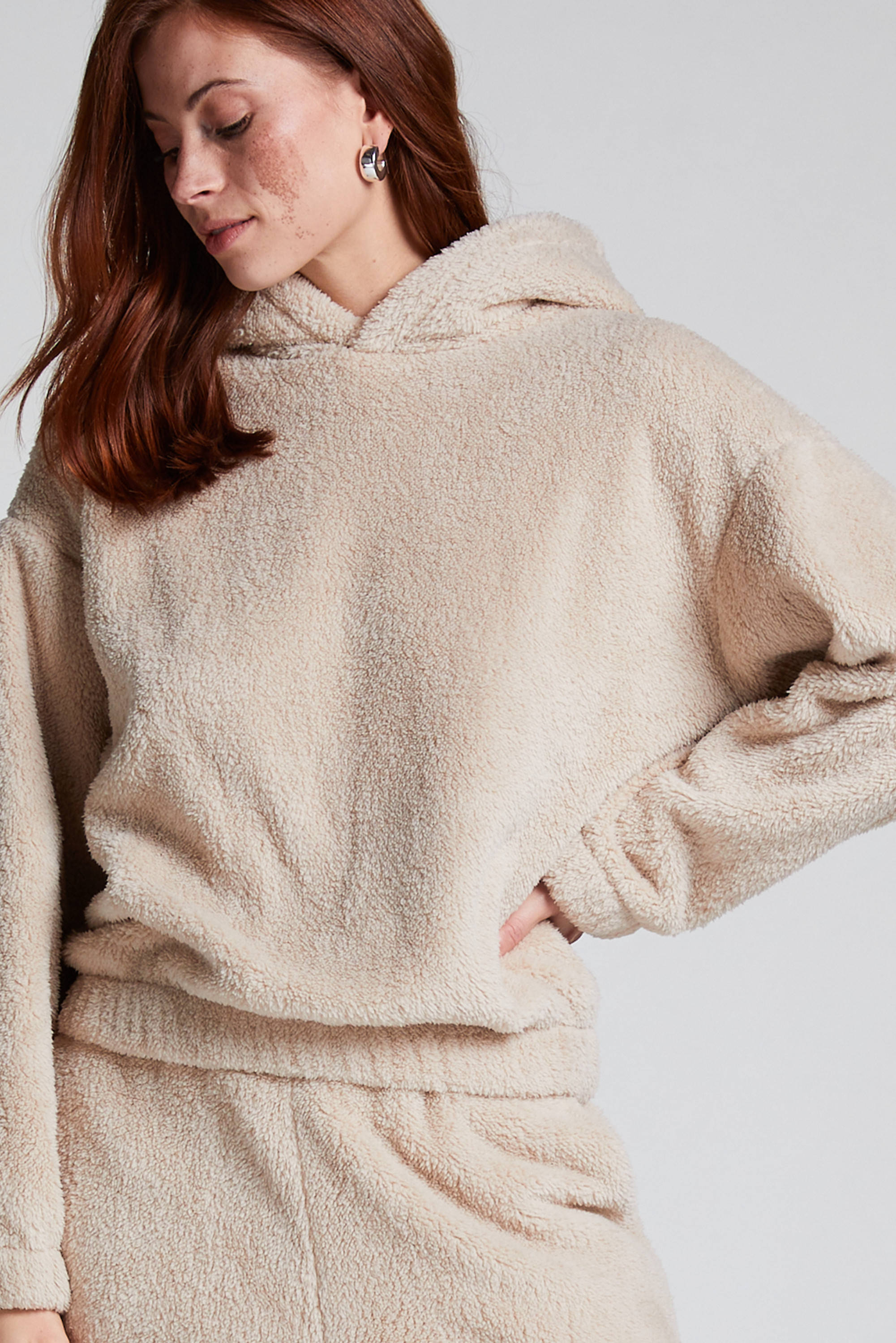 Hunkemöller teddy loungetop Snuggle met capuchon beige
