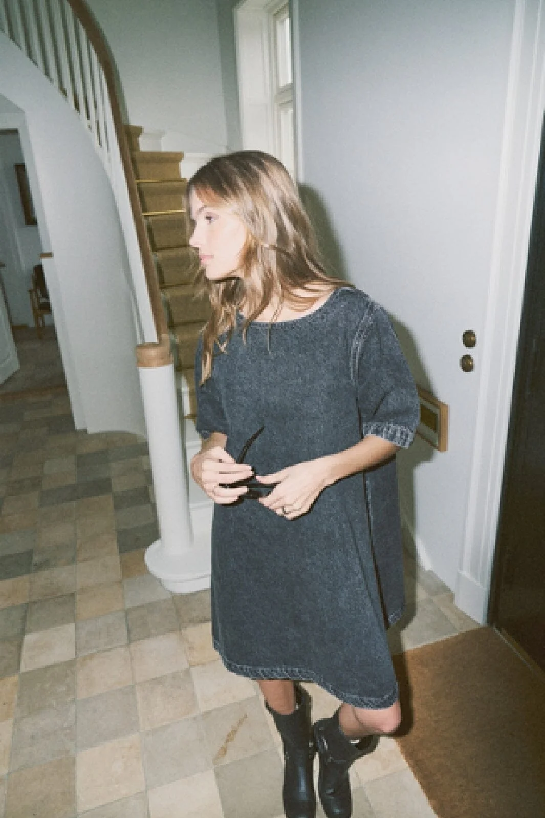 Only Onlgigi S/S A-Shape Dress Azg 4651929 dark grey denim