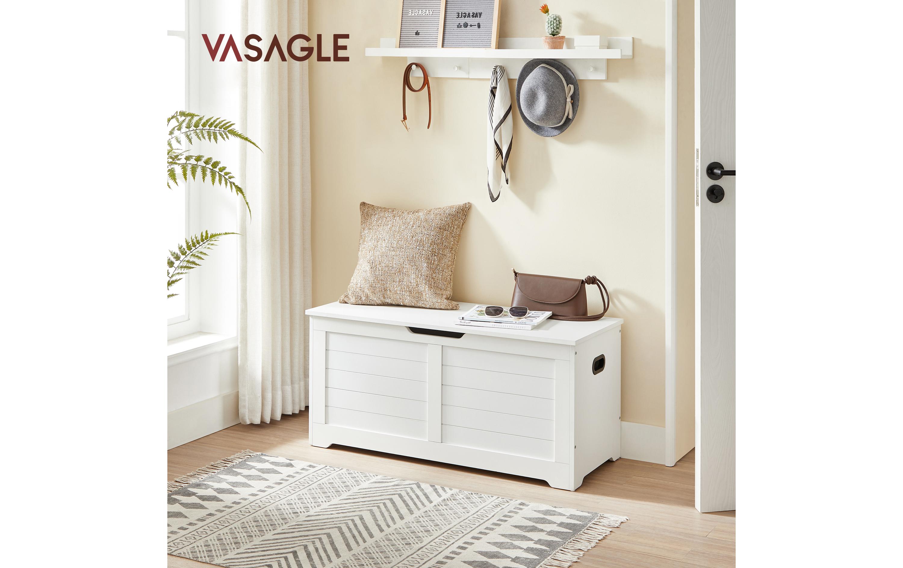 Sitztruhe im Landhausstil 100 x 40 x 46 cm, Weiss matt<br>Sitztruhe