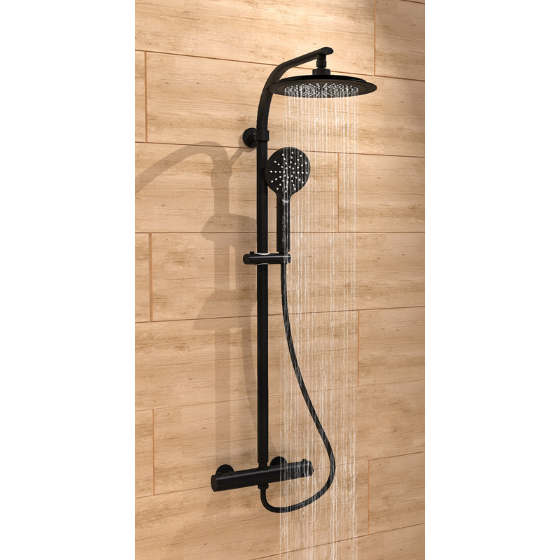 Schütte Madura Fresh douchesysteem met thermostatische mengkraan mat zwart
