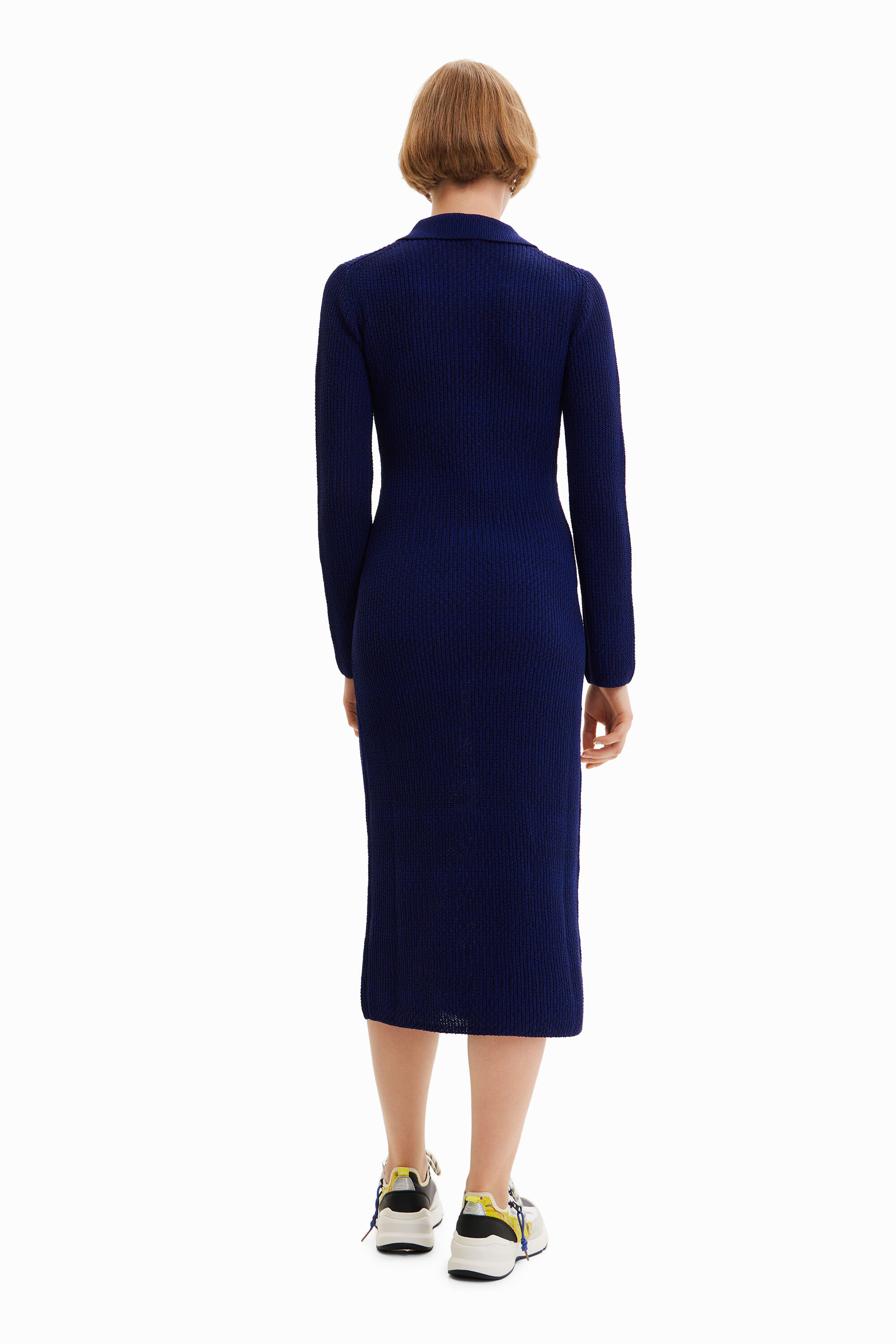 Robe midi tissu côtelé