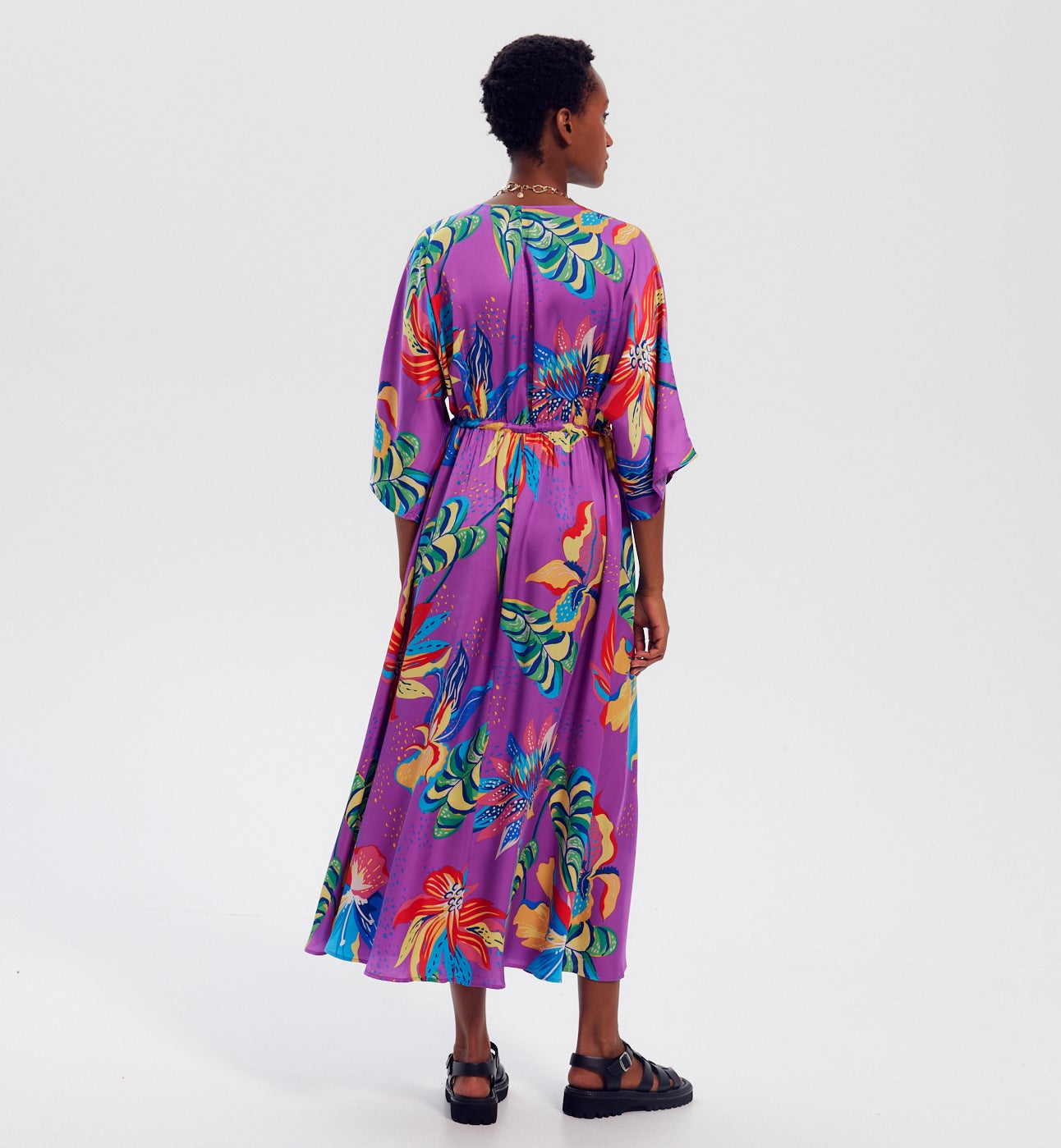 Robe longue imprimée - Imprimé violet