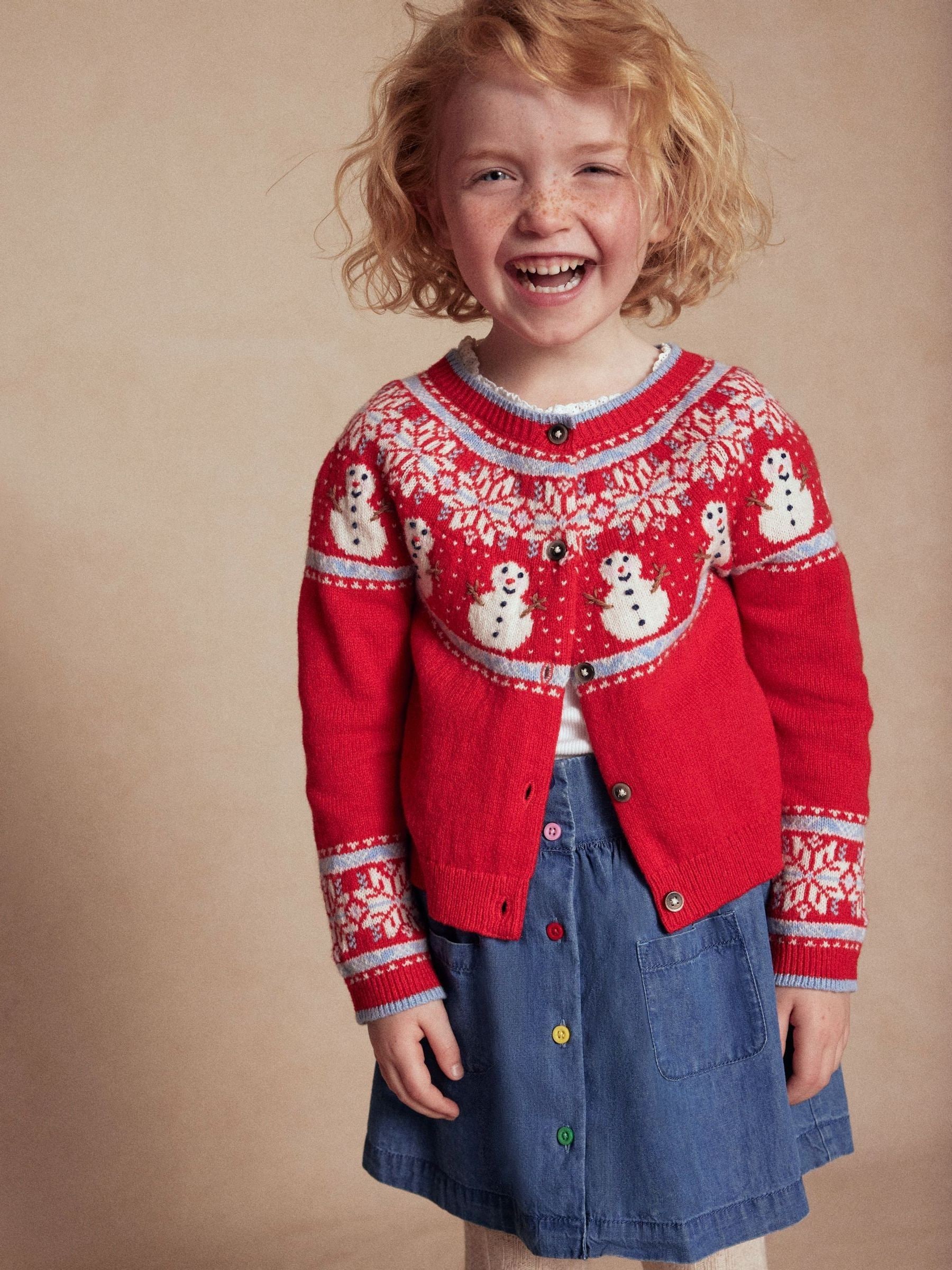 Rood - Boden Edie Fair Isle Kerstmis vest met patroon
