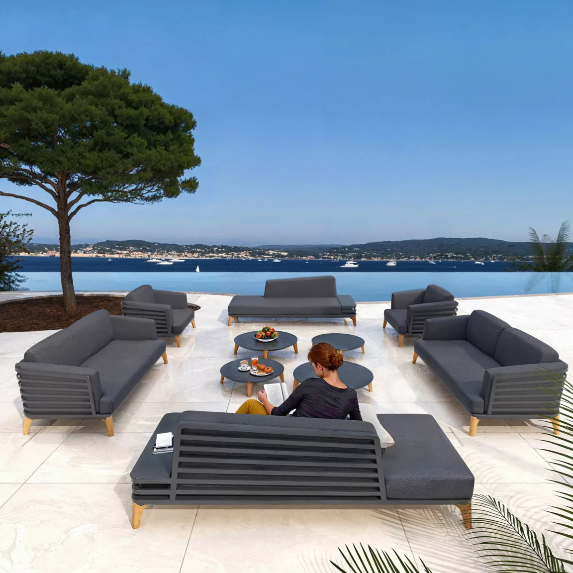 Méridienne de jardin en aluminium Monte Carlo Gris anthracite