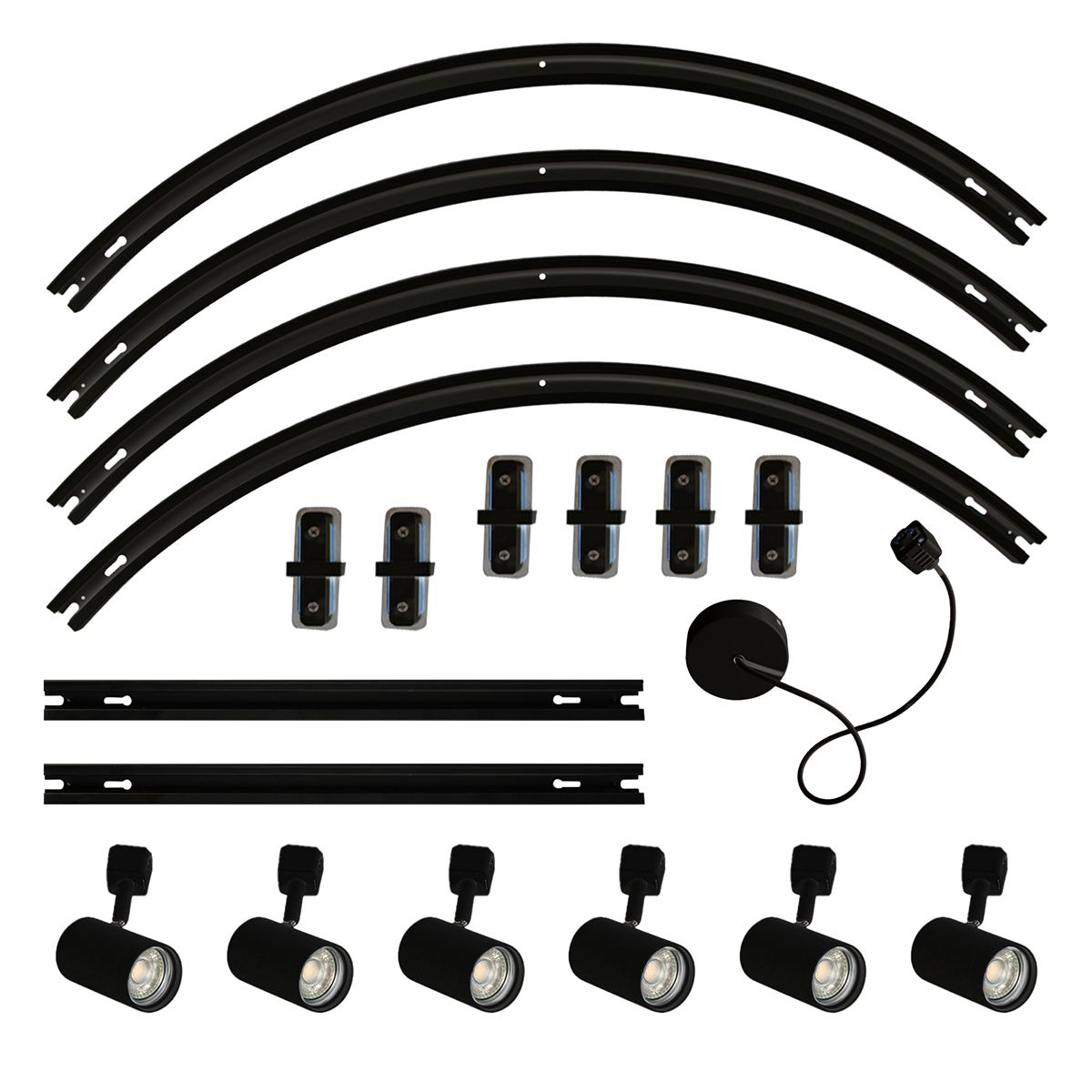 Modern railsysteem met 6 spots zwart 1-fase ovaal 100cm - Iconic Jeana