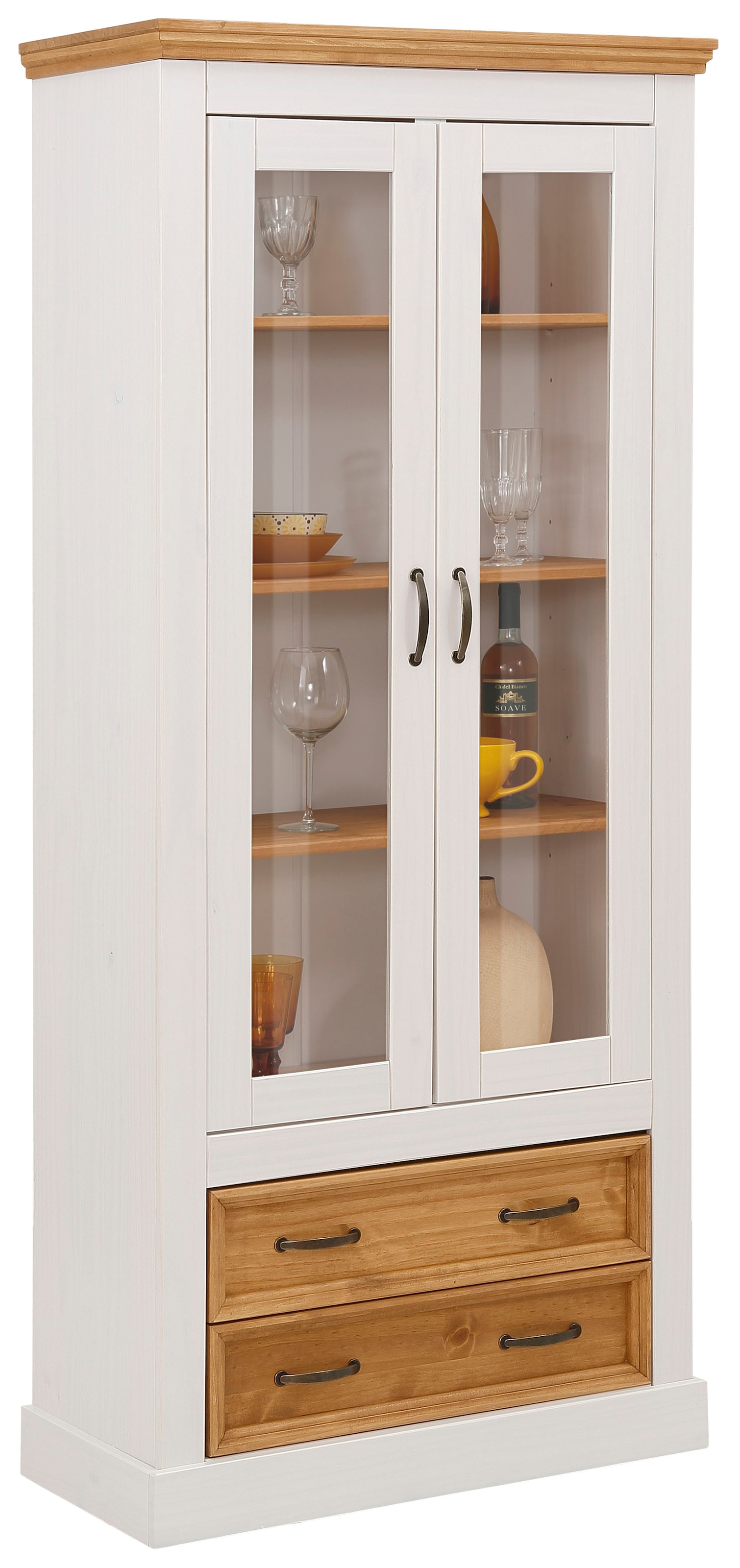 Home affaire Vitrine »Selma« Höhe 180 cm, mit schöner Holzmaserung