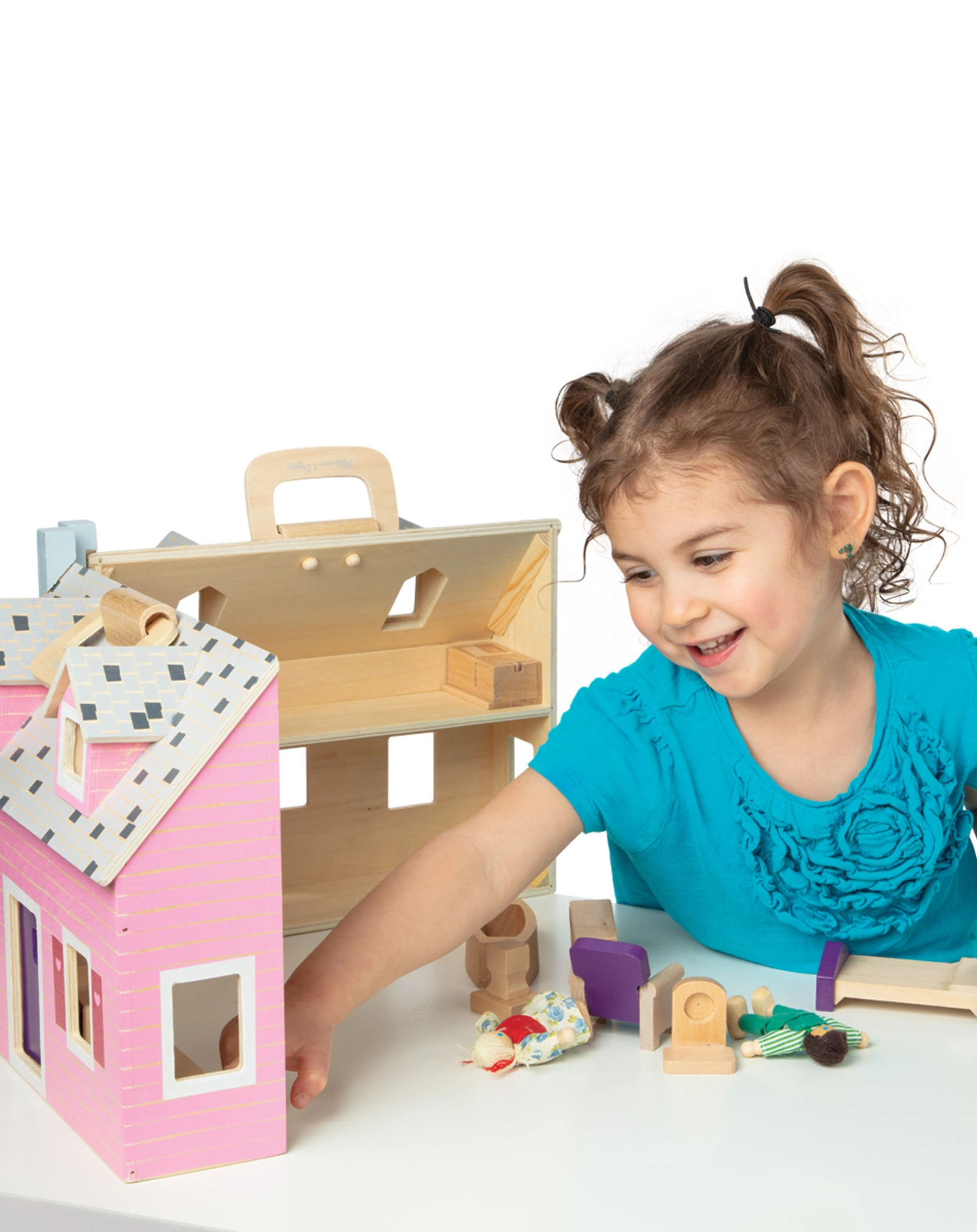 Puppenhaus FOLD & GO mit Zubehör in rosa