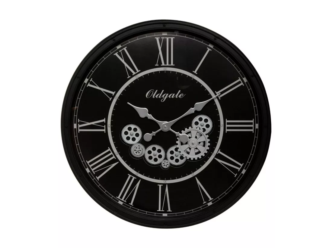 Grande Pendule murale Noir rétro D 76 cm