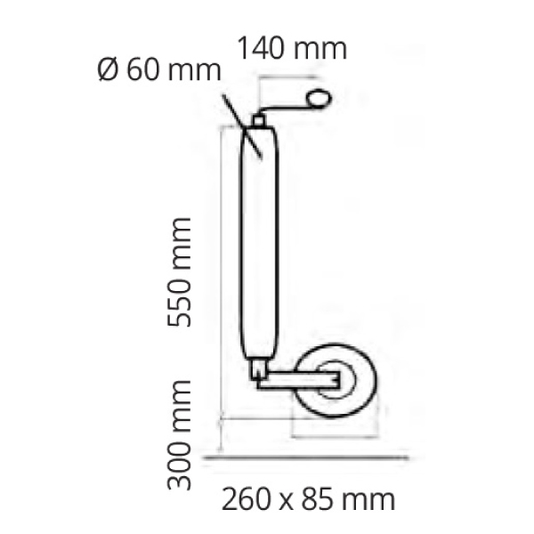 Roue jockey 60 mm roue gonflable diam 260 mm
