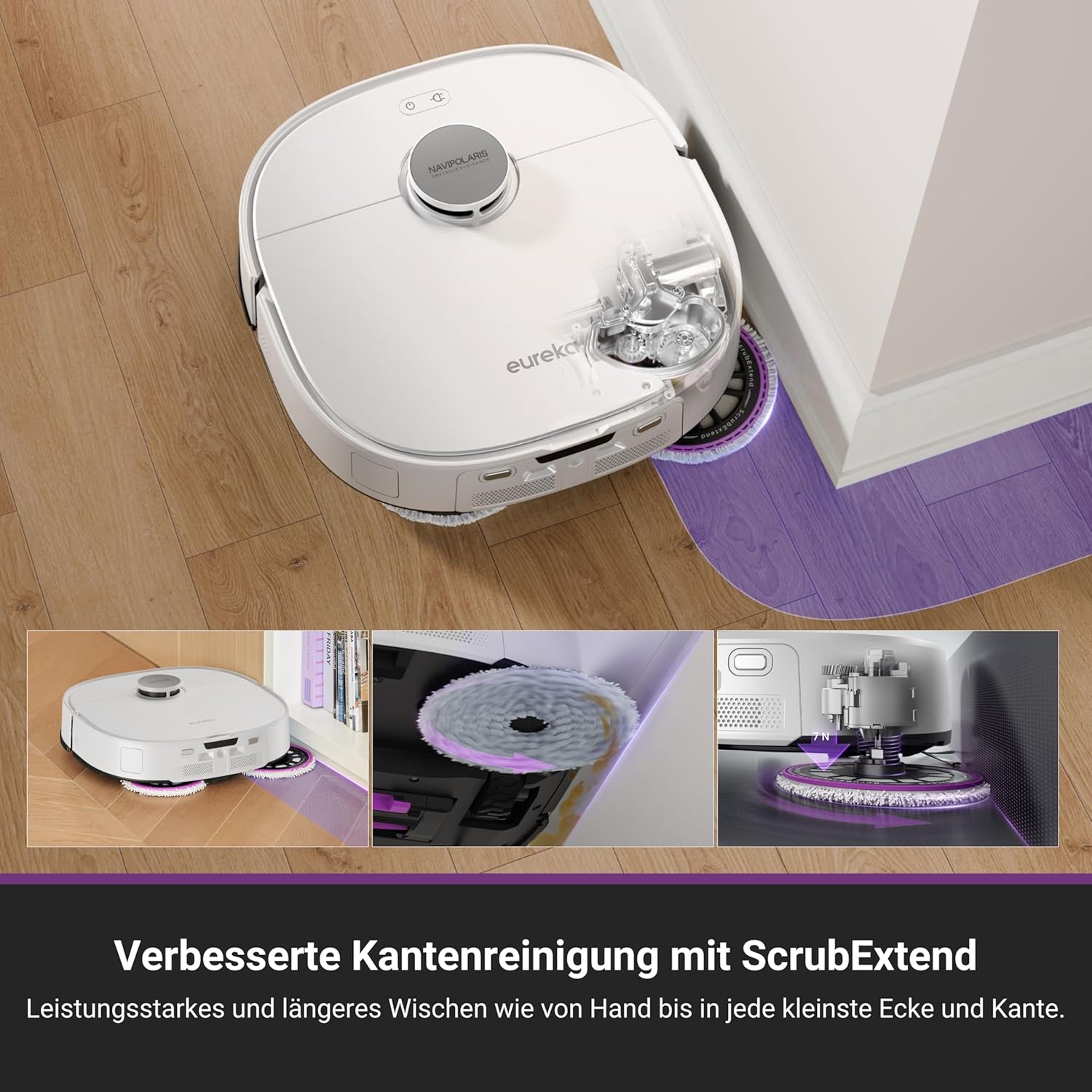 Eureka J15 Pro Ultra Saug- & Wischroboter + All-in-One-Station (Selbstreinigung, 16200Pa, LDS Navigation, Hinderniserkennung, Anti-Haarverhedderung, ideal gegen Tierhaare, App- & Sprachsteuerung)