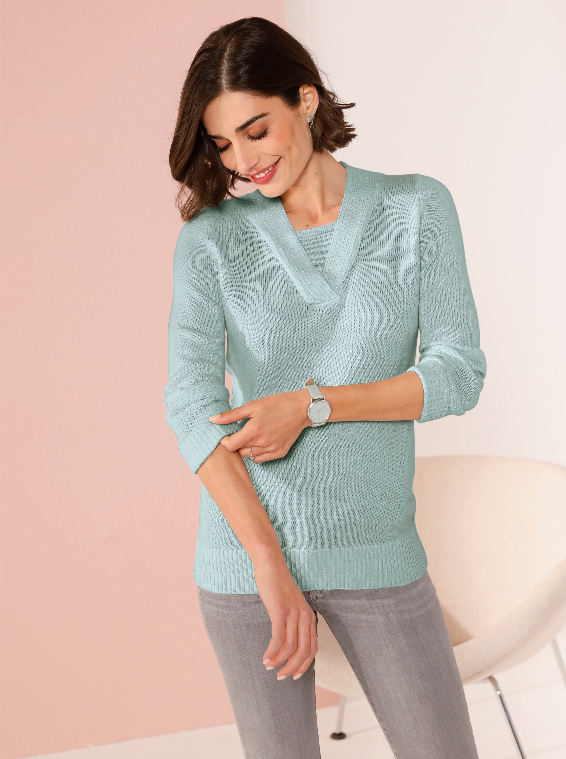 2-in-1-Pullover in Melange-Optik