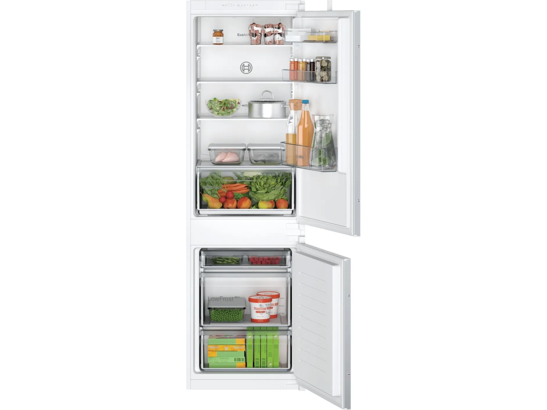 Bosch Serie | 2 KIV86NSE0 - Køleskab/fryser - bund-fryser - til indbygning - niche - bredde: 56 cm - dybde: 55 cm - højde: 177.5 cm - 267 liter - Klasse E