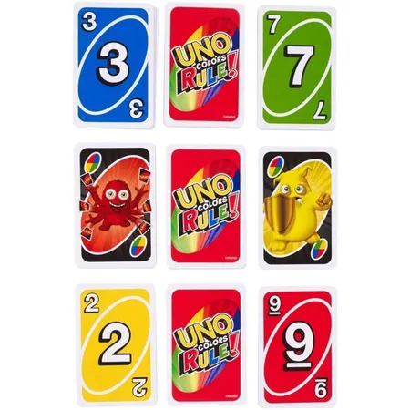 Mattel UNO Colors Rule mit Super-Jokern inkl. 4 Kartenhalter
