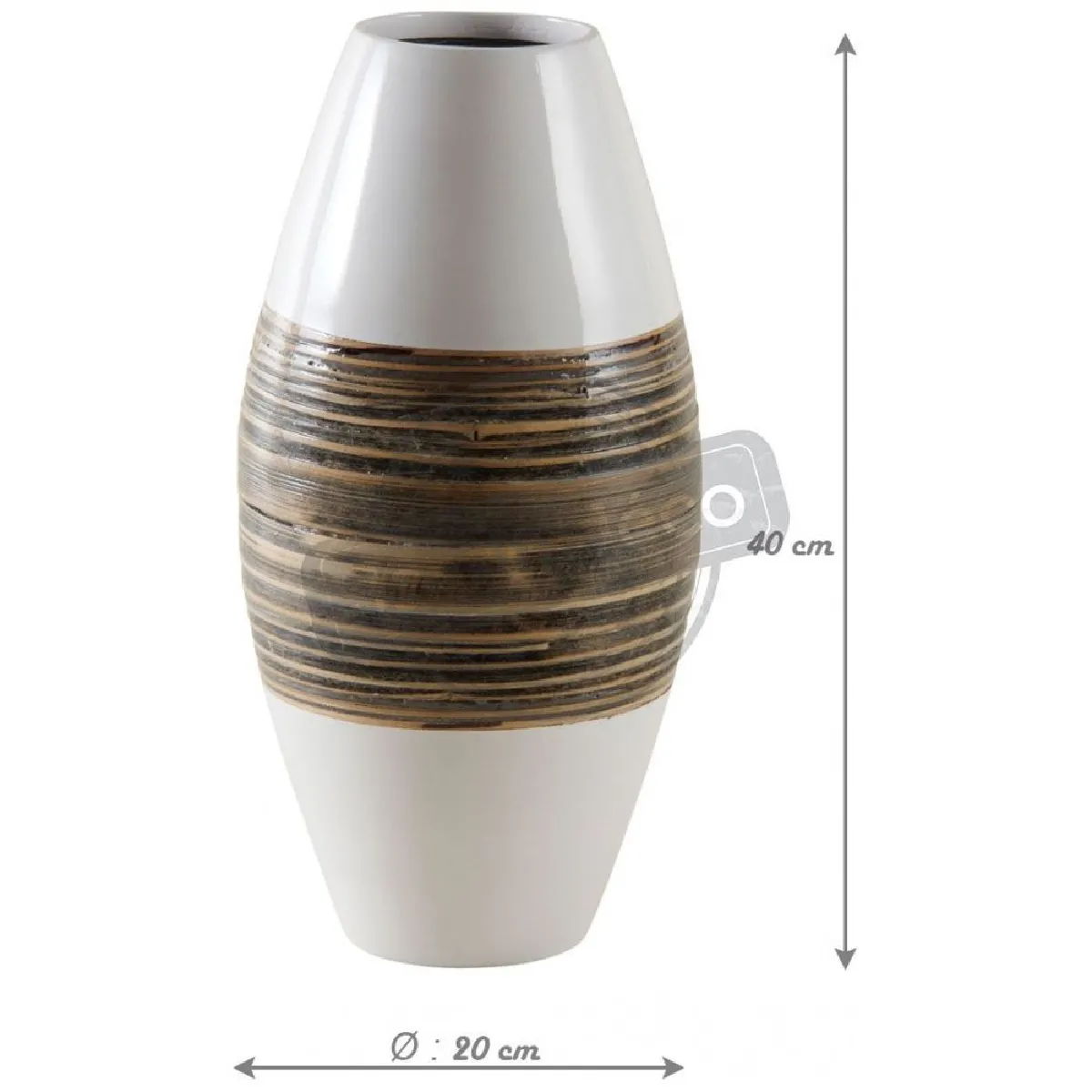 Aubry Gaspard Vase Bambou Blanc