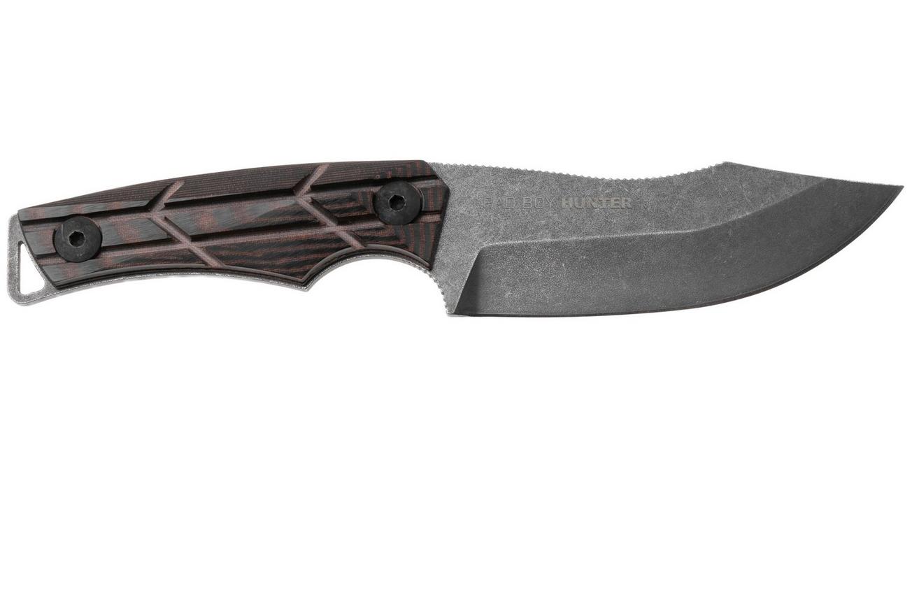 WOOX Bad Boy Hunter BUKNF06101 Acid Stonewashed D2, X-Grip Brown Micarta, jachtmes