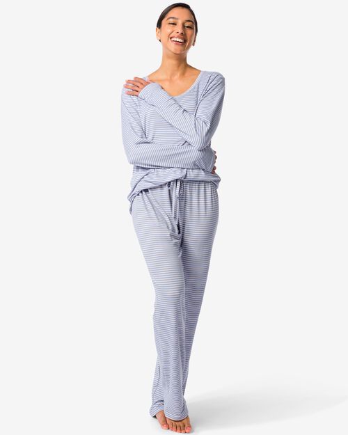 pyjama femme rayé bleu  bleu clair