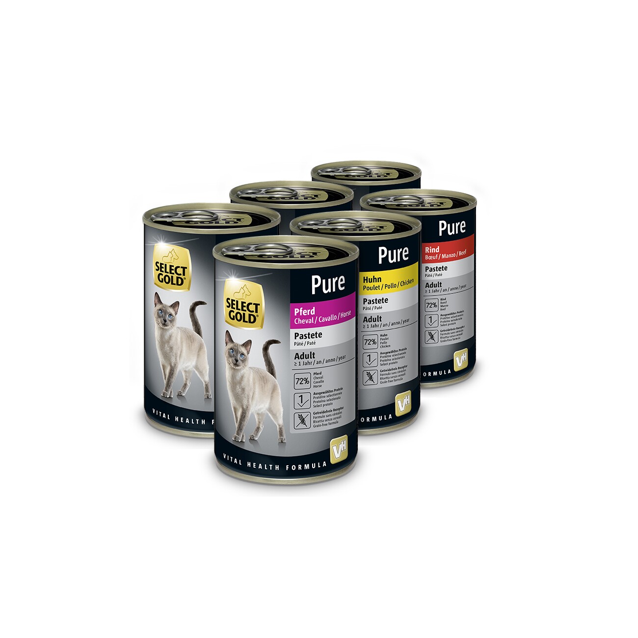 SELECT GOLD PURE Nassfutter Katze, Adult Mixpaket 6x400g