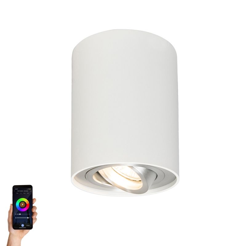 Smart opbouwspot wit en staal kantelbaar incl. Wifi GU10 - Rondoo up