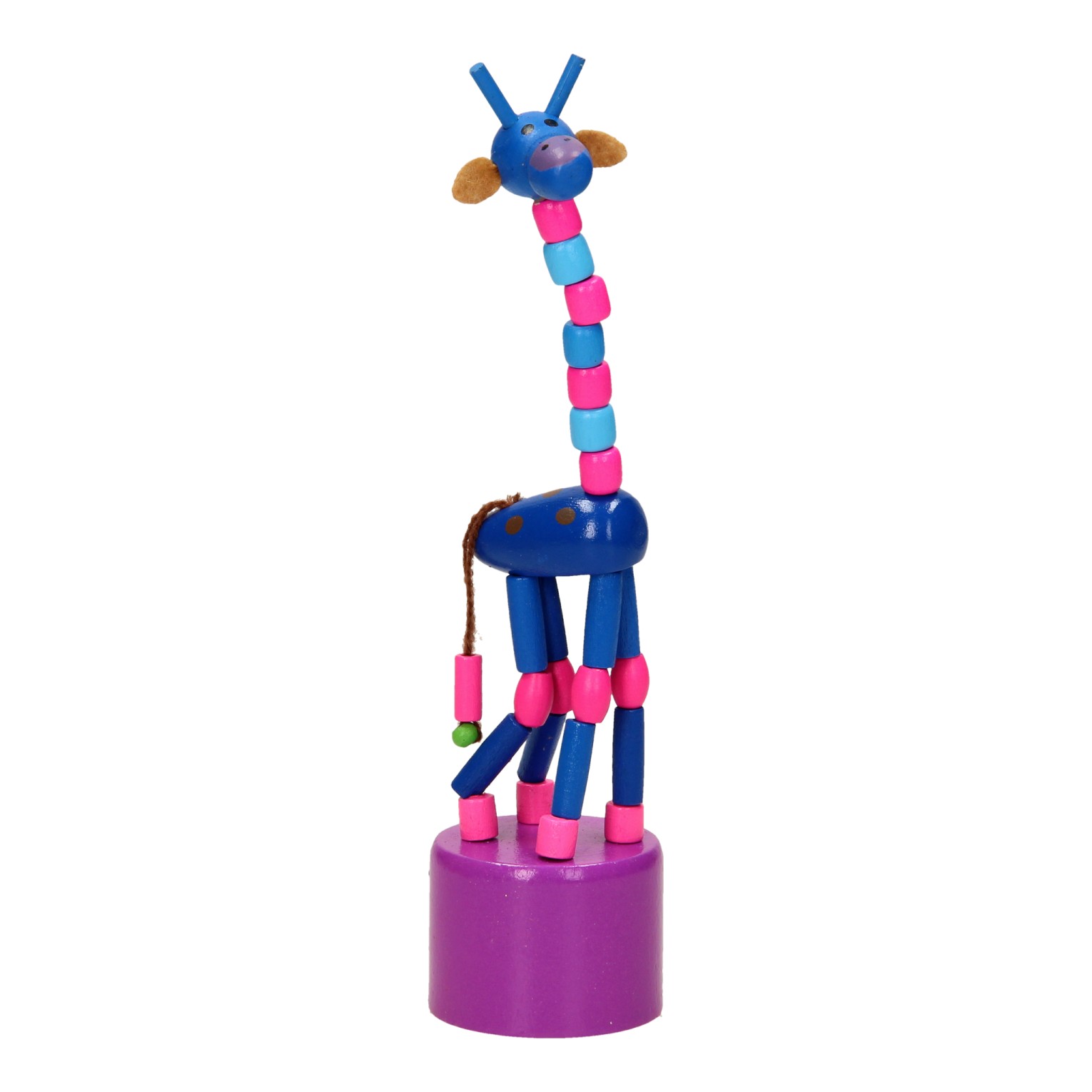 Houten Drukpop Giraffe Gekleurd