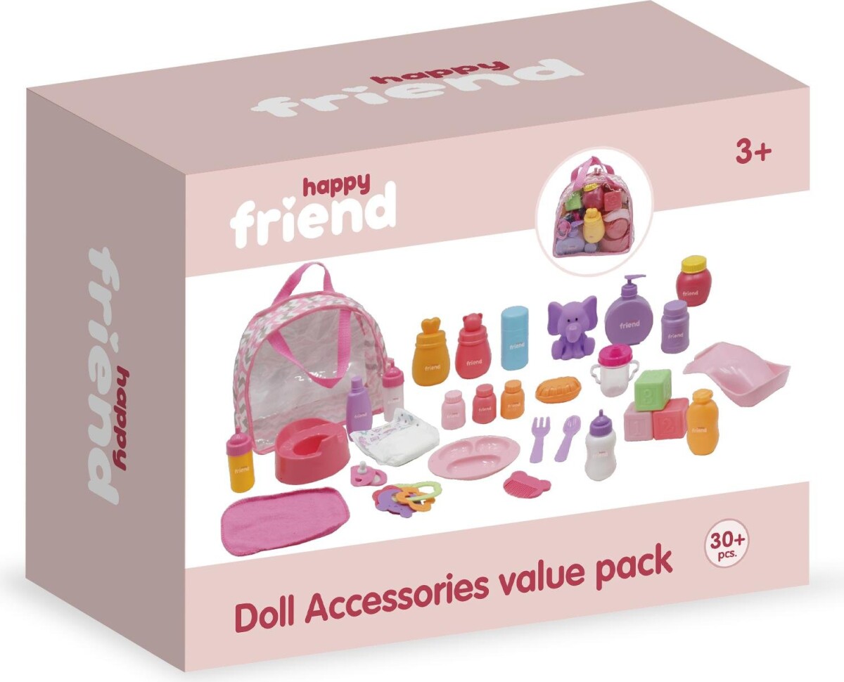 Happy Friend - Tilbehør Til Dukker - Over 30 Dele