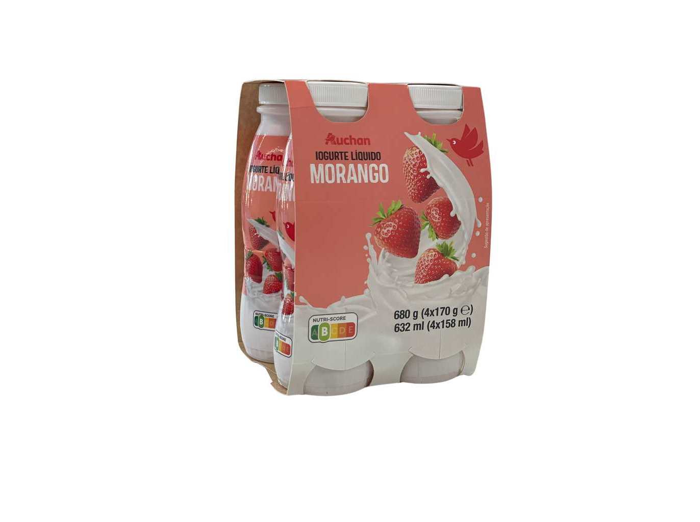 IOGURTE AUCHAN LÍQUIDO MORANGO 4X170G