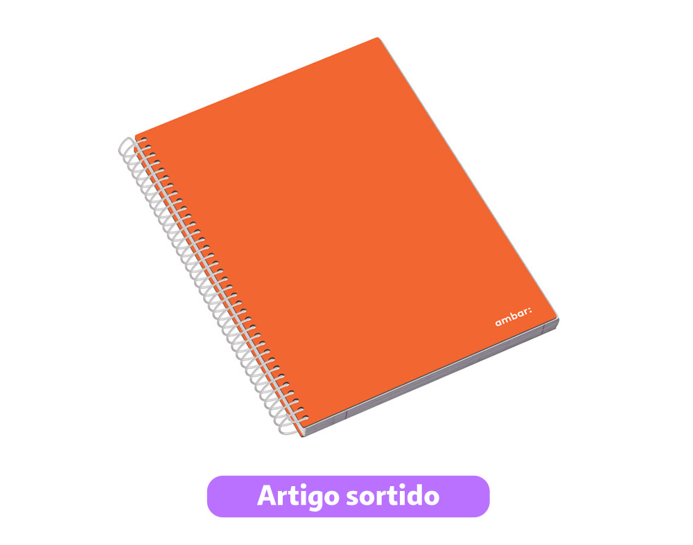 CADERNO ESPIRAL CAPA DURA A5 SCHOOL AMBAR PAUTADO 120 FOLHAS CORES SORTIDAS