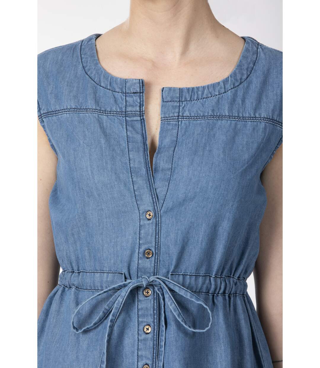 Robe sans manches chambray bleached EGLE BLEU