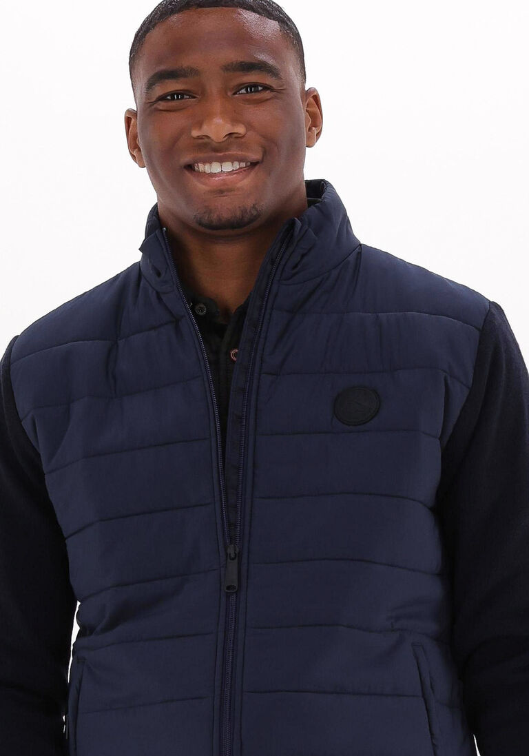 SCOTCH & SODA blauwe scotch & soda gewatteerde jas padded jacket with knitted sleeve and back panel