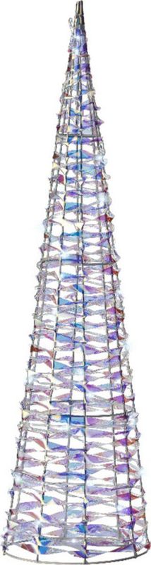 Lumineo - LED Kegel Kerstboom Lamp - Zilver Parelmoer - 30 Leds Wit - Timer