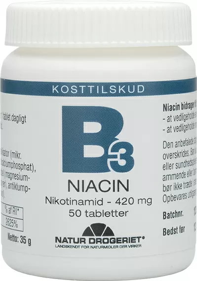 Natur-Drogeriet Niacin Nikotinamid (420 mg) - 50 tabletter
