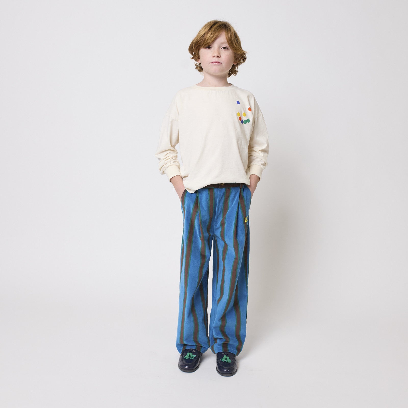 Hose Stripes Velvet Navy Blue