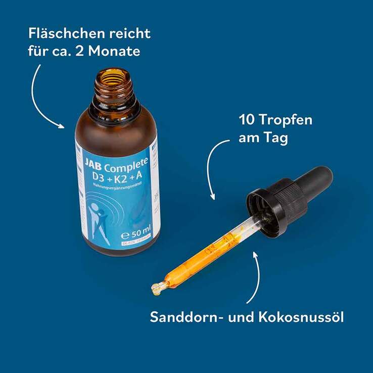 Jab Complete D3 + K2 + A hochdosiert Öl, 50 ml