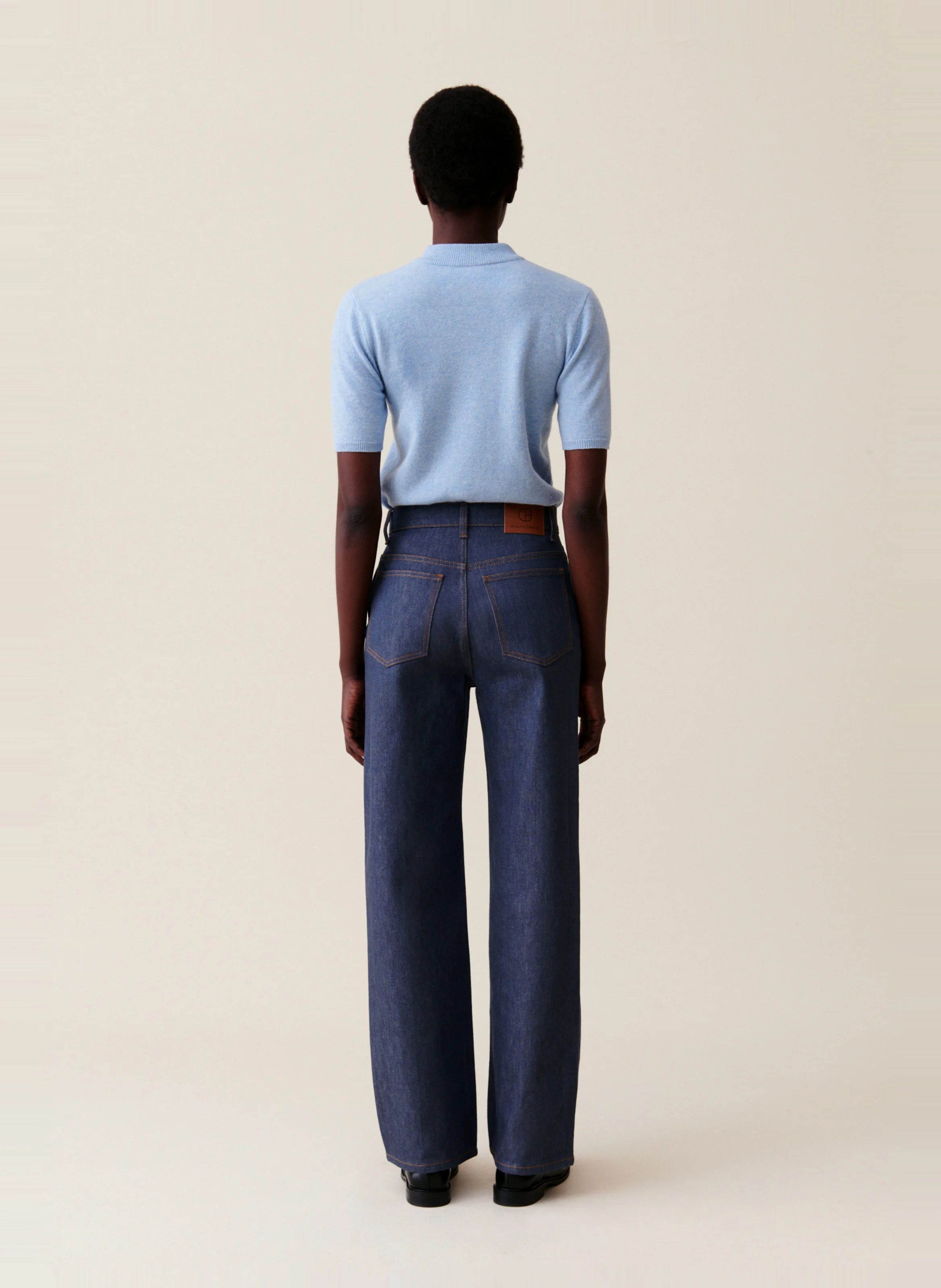 Jean droit taille haute | Bleu