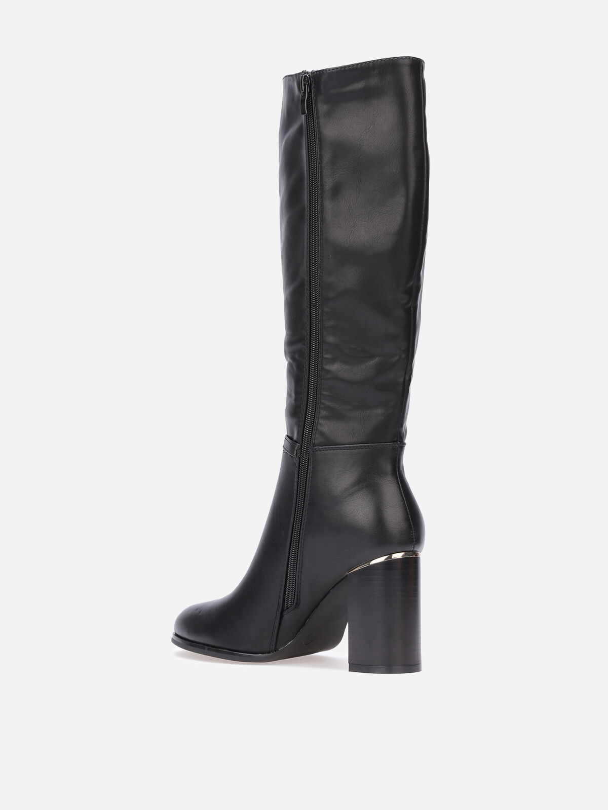 Bottes à talon et détails dorés- Noir