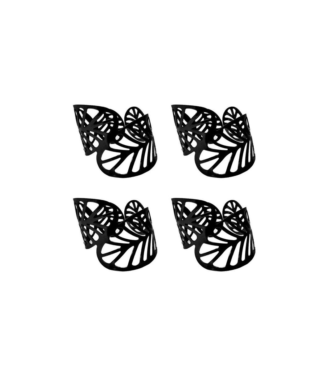 Paris Prix - Lot De 4 Ronds De Serviette black Forest 11cm Noir