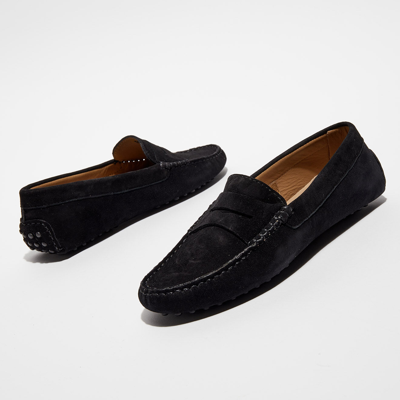 Loafers Mocassins en Velours de Cuir Jade noirs