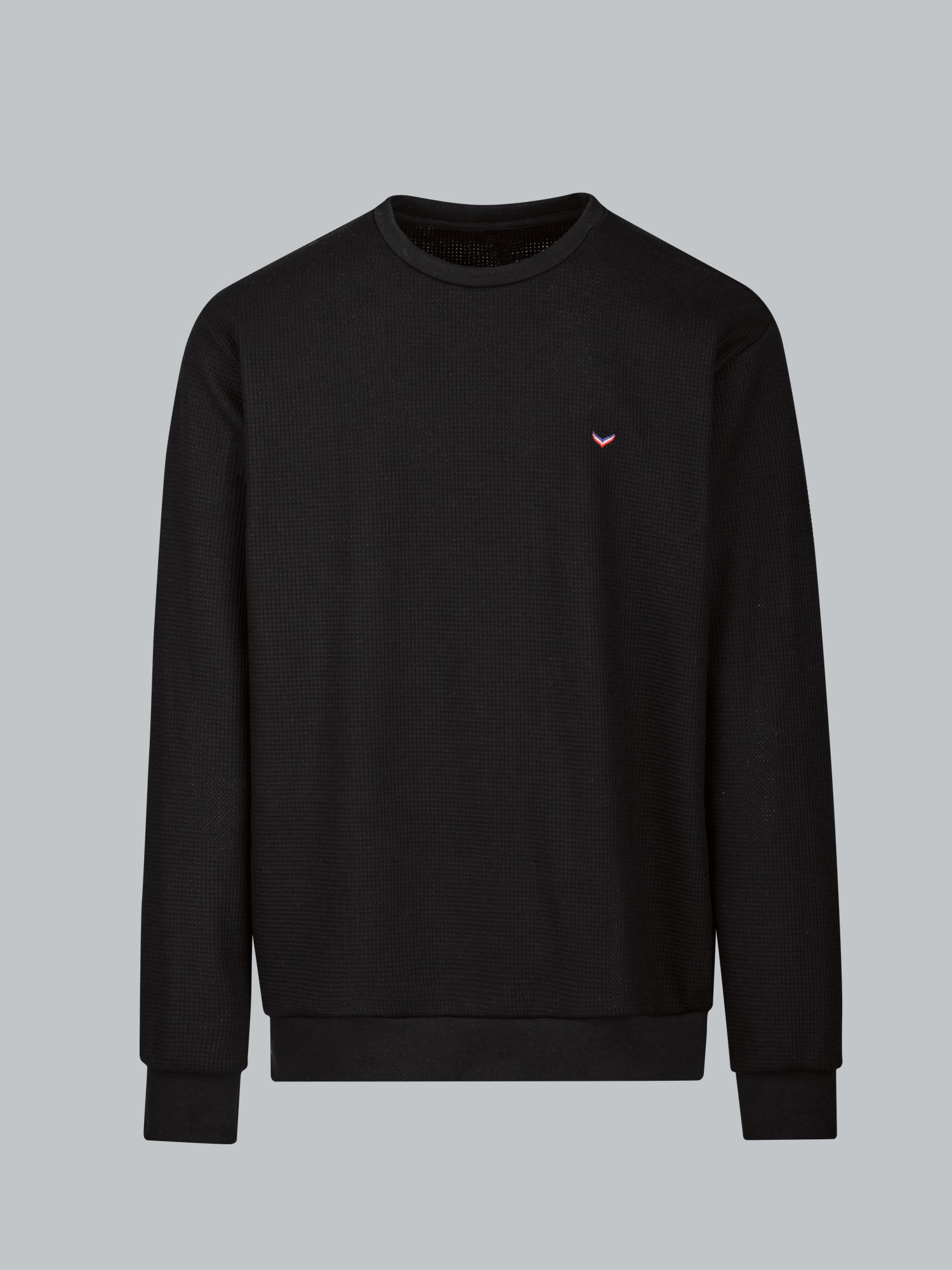 Sweatshirt in Waffeloptik Schwarz