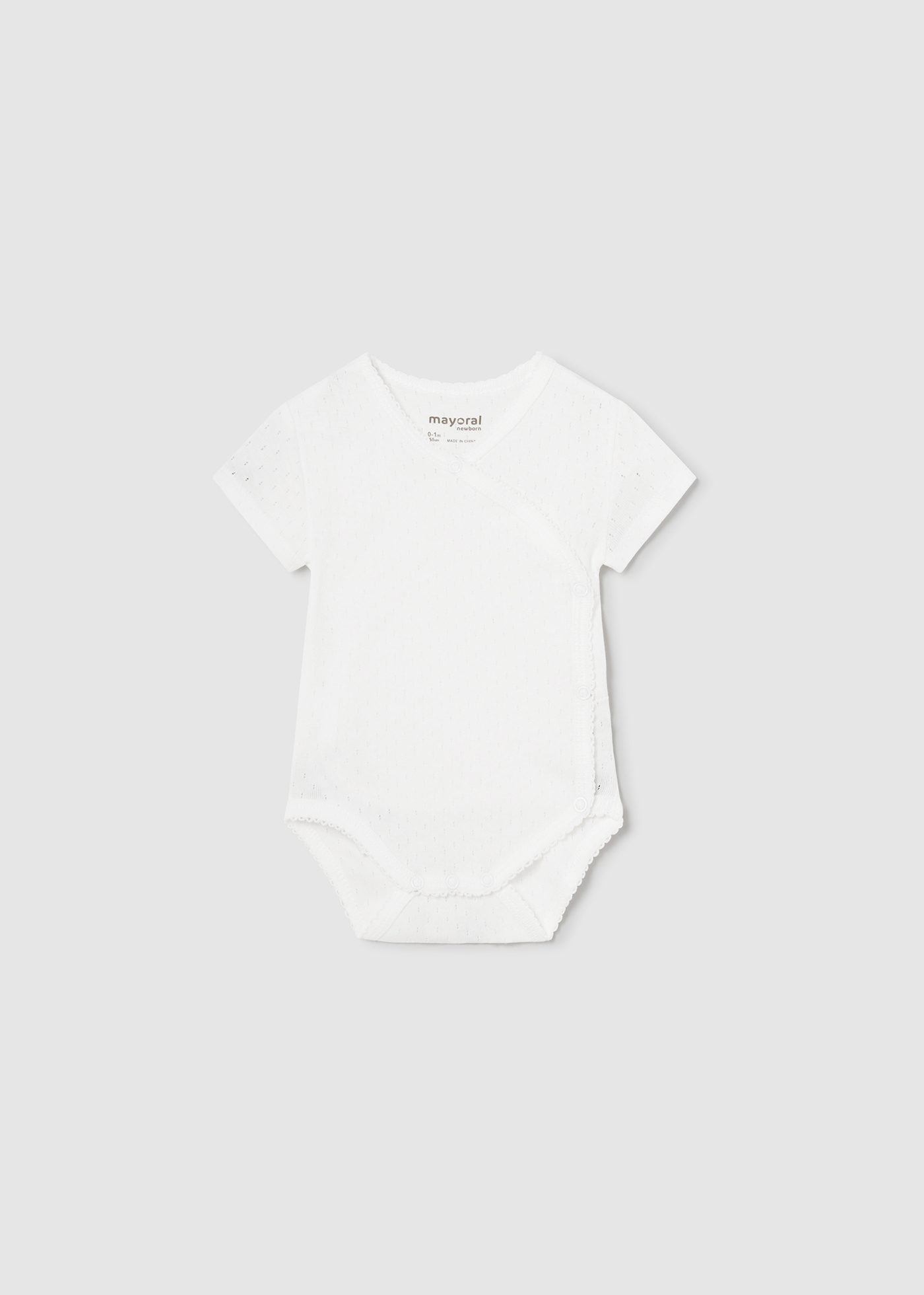 Body de algodão Better Cotton para recém-nascido com detalhes vazados, branco