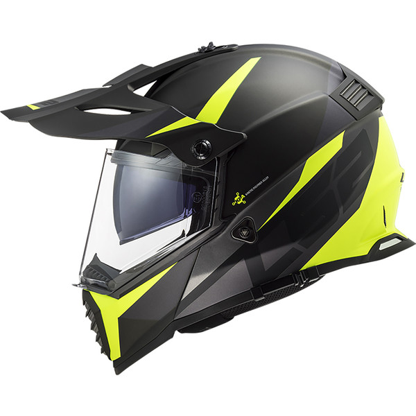 LS2 - Casque MX436 Pioneer Evo Router Noir Mat / Jaune fluo